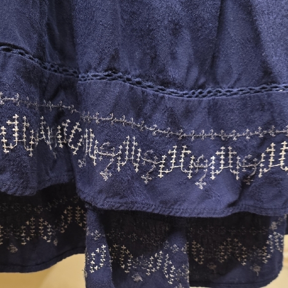 Knox Rose Floral Embroidered Blouse in Deep Blue - Picture 5 of 16